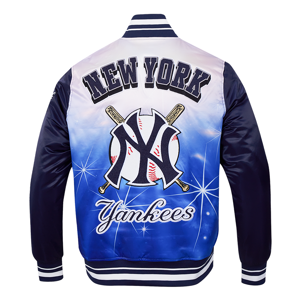MLB NEW YORK YANKEES SUBLIMATED MEN'S SATIN JACKET-MIDNIGHT SKY (MIDNIGHT NAVY)