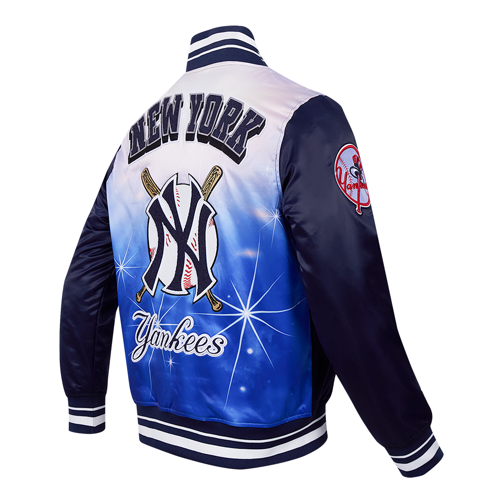 MLB NEW YORK YANKEES SUBLIMATED MEN'S SATIN JACKET-MIDNIGHT SKY (MIDNIGHT NAVY)