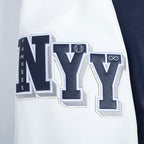 MLB NEW YORK YANKEES CITY SIGNATURE MEN'S LEATHER VARSITY JACKET (MIDNIGHT NAVY/WHITE)