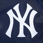 MLB NEW YORK YANKEES CITY SIGNATURE MEN'S LEATHER VARSITY JACKET (MIDNIGHT NAVY/WHITE)