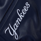 MLB NEW YORK YANKEES CITY SIGNATURE MEN'S LEATHER VARSITY JACKET (MIDNIGHT NAVY/WHITE)