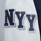 MLB NEW YORK YANKEES CITY SIGNATURE MEN'S LEATHER VARSITY JACKET (MIDNIGHT NAVY/WHITE)