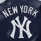 MLB NEW YORK YANKEES CITY SIGNATURE MEN'S LEATHER VARSITY JACKET (MIDNIGHT NAVY/WHITE)