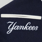 MLB NEW YORK YANKEES SUGAR SKULL BLOUSON COLLÉGIAL EN LAINE À BORDS CÔTELÉS POUR HOMME (MARINE MINUIT/BLANC)