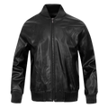 MLB NEW YORK YANKEES WASHED VANGUARD MEN'S LEATHER VARSITY JACKET (JET BLACK)