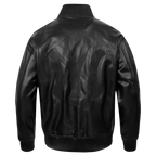 MLB NEW YORK YANKEES WASHED VANGUARD MEN'S LEATHER VARSITY JACKET (JET BLACK)