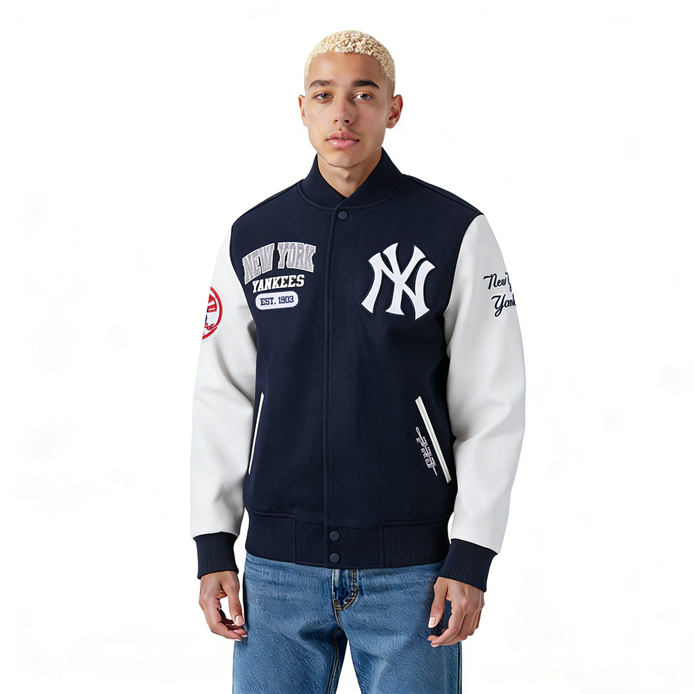 MLB NEW YORK YANKEES CITY ARCH MEN'S WOOL VARSITY JACKET (MIDNIGHT NAVY/WHITE)