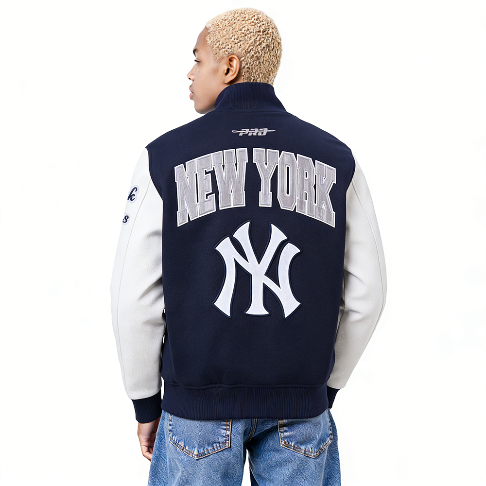 MLB NEW YORK YANKEES CITY ARCH MEN'S WOOL VARSITY JACKET (MIDNIGHT NAVY/WHITE)