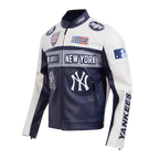 MLB NEW YORK YANKEES MEN'S MOTO JACKET (EGGSHELL/ MIDNIGHT NAVY)