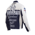 MLB NEW YORK YANKEES MEN'S MOTO JACKET (EGGSHELL/ MIDNIGHT NAVY)
