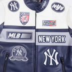 MLB NEW YORK YANKEES MEN'S MOTO JACKET (EGGSHELL/ MIDNIGHT NAVY)