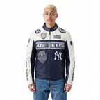 MLB NEW YORK YANKEES MEN'S MOTO JACKET (EGGSHELL/ MIDNIGHT NAVY)
