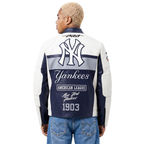 MLB NEW YORK YANKEES MEN'S MOTO JACKET (EGGSHELL/ MIDNIGHT NAVY)