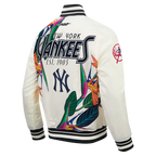 MLB NEW YORK YANKEES PARADISE MEN'S SATIN JACKET (EGGSHELL/ BLACK)