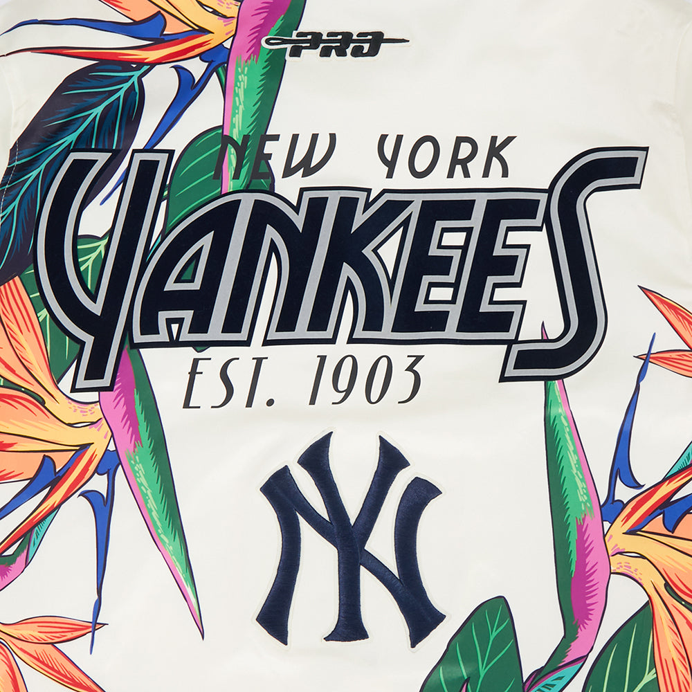 MLB NEW YORK YANKEES PARADISE MEN'S SATIN JACKET (EGGSHELL/ BLACK)