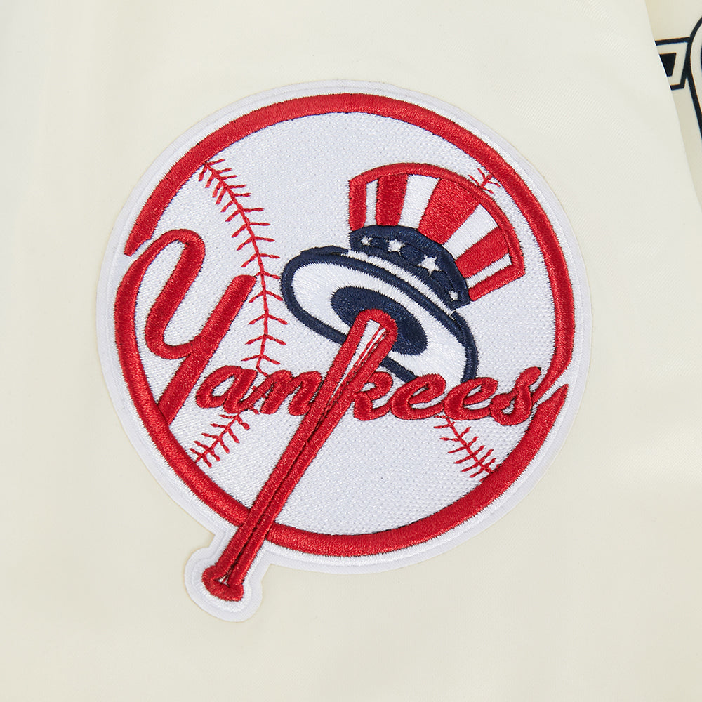 MLB NEW YORK YANKEES PARADISE MEN'S SATIN JACKET (EGGSHELL/ BLACK)
