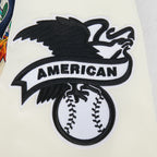 MLB NEW YORK YANKEES PARADISE MEN'S SATIN JACKET (EGGSHELL/ BLACK)