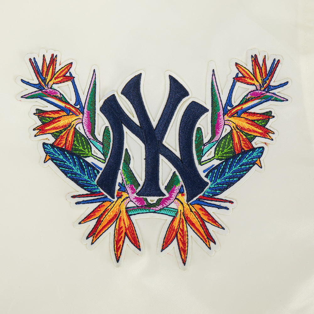 MLB NEW YORK YANKEES PARADISE MEN'S SATIN JACKET (EGGSHELL/ BLACK)