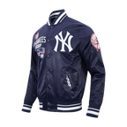 MLB NEW YORK YANKEES LETTERMAN MEN'S SATIN JACKET (MIDNIGHT NAVY)
