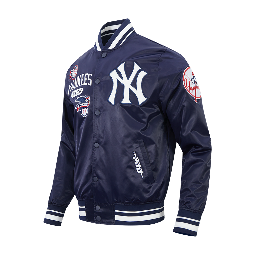 MLB NEW YORK YANKEES LETTERMAN MEN'S SATIN JACKET (MIDNIGHT NAVY)
