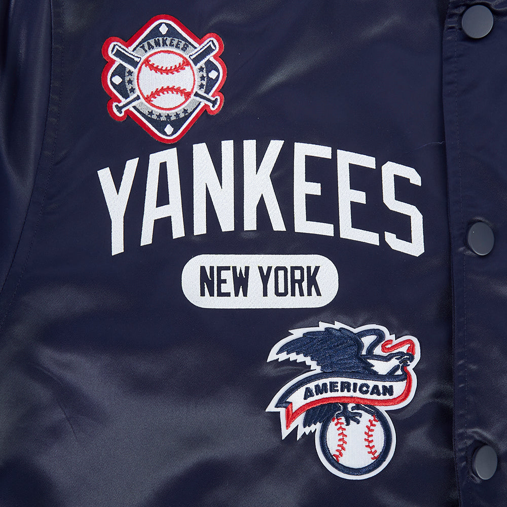 MLB NEW YORK YANKEES LETTERMAN MEN'S SATIN JACKET (MIDNIGHT NAVY)