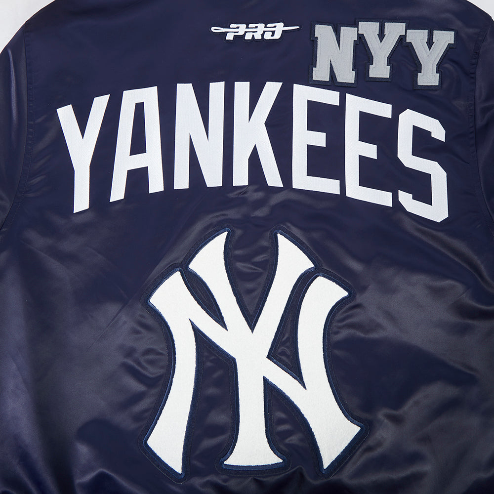 MLB NEW YORK YANKEES LETTERMAN MEN'S SATIN JACKET (MIDNIGHT NAVY)