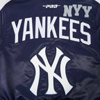 MLB NEW YORK YANKEES LETTERMAN MEN'S SATIN JACKET (MIDNIGHT NAVY)