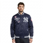 MLB NEW YORK YANKEES LETTERMAN MEN'S SATIN JACKET (MIDNIGHT NAVY)