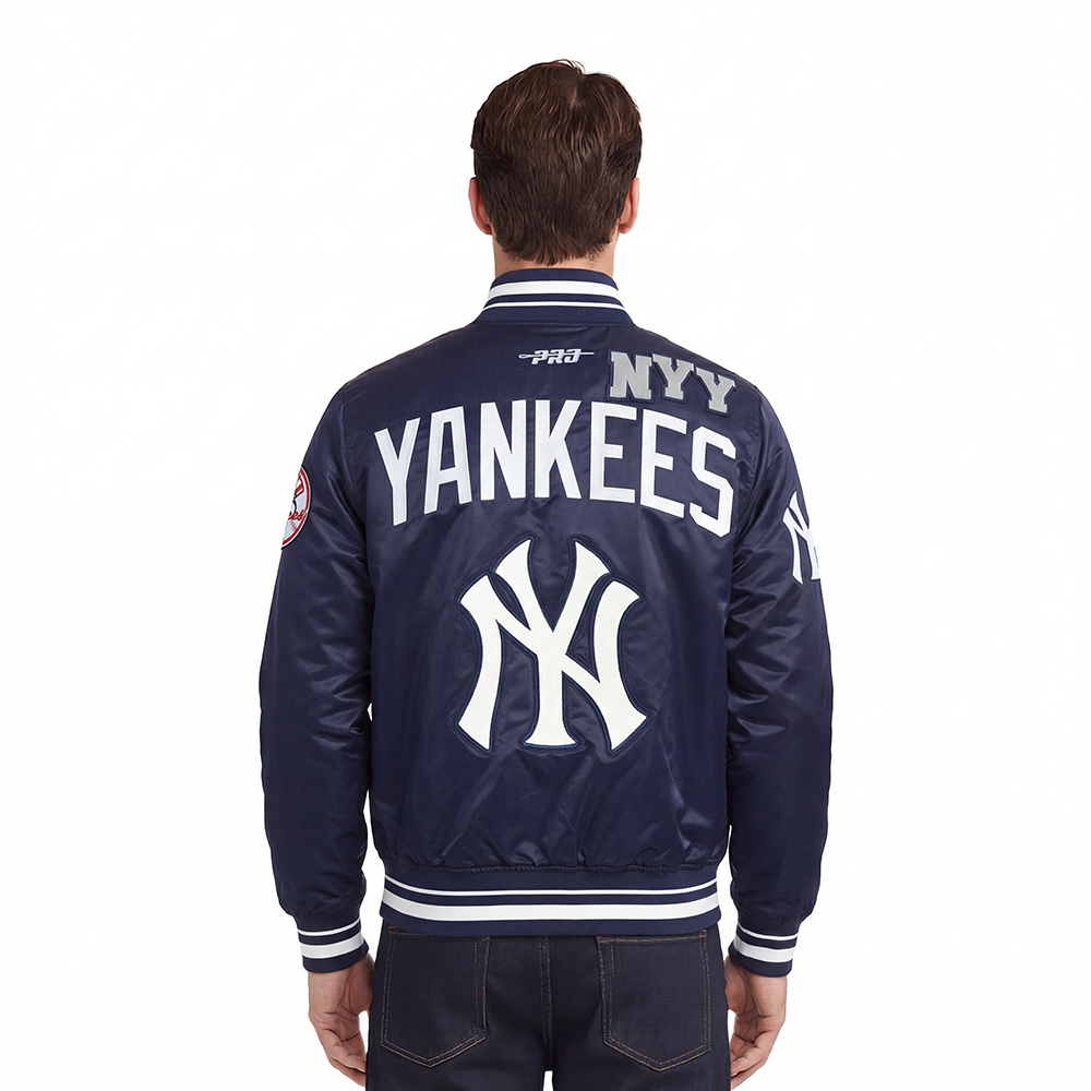 MLB NEW YORK YANKEES LETTERMAN MEN'S SATIN JACKET (MIDNIGHT NAVY)