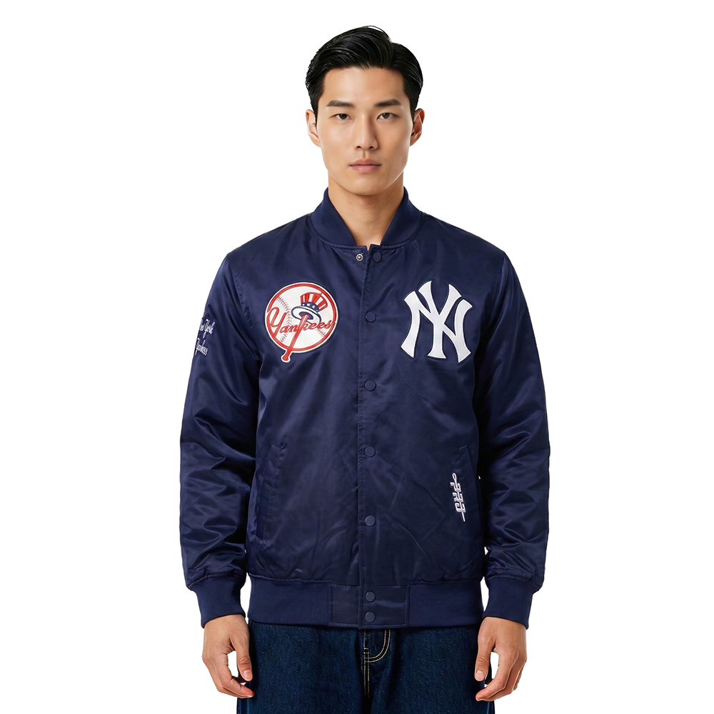 MLB NEW YORK YANKEES CITY ARCH BLOUSON EN SATIN POUR HOMME (MARINE)
