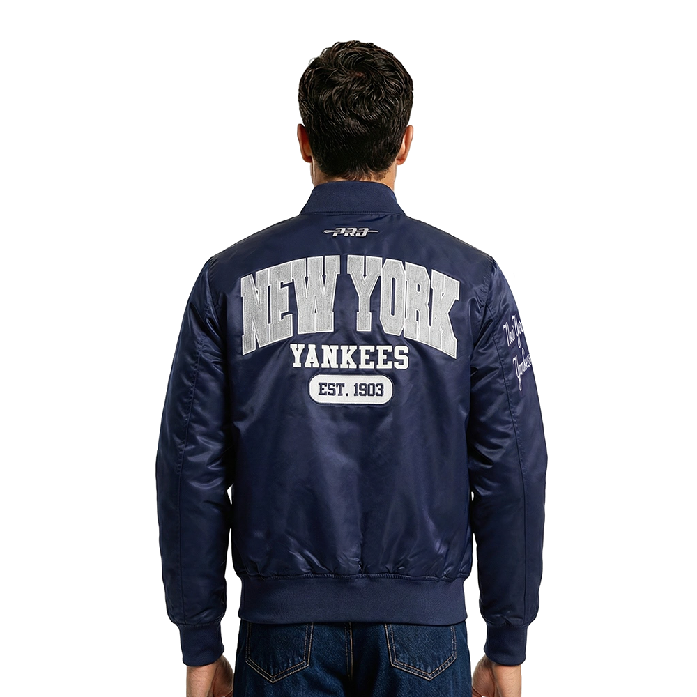 MLB NEW YORK YANKEES CITY ARCH BLOUSON EN SATIN POUR HOMME (MARINE)