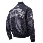 MLB NEW YORK YANKEES PRO PREMIUM MEN'S TOPSTITCH LEATHER VARSITY JACKET (BLACK)