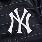 MLB NEW YORK YANKEES PRO PREMIUM MEN'S TOPSTITCH LEATHER VARSITY JACKET (BLACK)