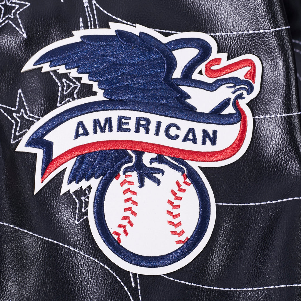 MLB NEW YORK YANKEES PRO PREMIUM MEN'S TOPSTITCH LEATHER VARSITY JACKET (BLACK)
