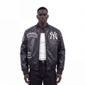 MLB NEW YORK YANKEES PRO PREMIUM MEN'S TOPSTITCH LEATHER VARSITY JACKET (BLACK)