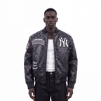MLB NEW YORK YANKEES PRO PREMIUM MEN'S TOPSTITCH LEATHER VARSITY JACKET (BLACK)