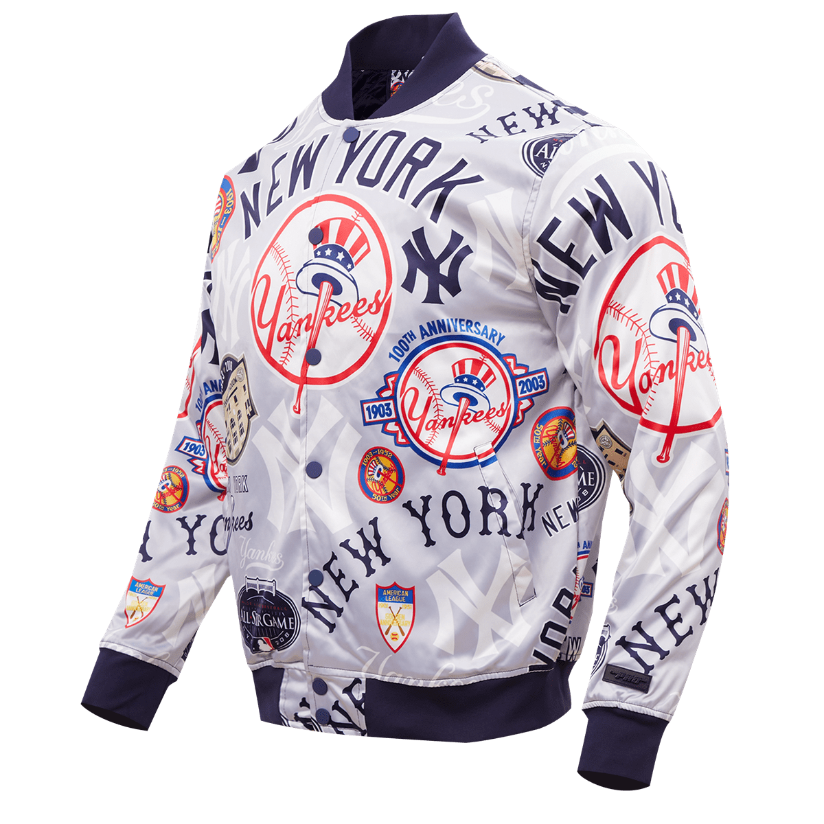 MLB NEW YORK YANKEES AOP MEN'S SATIN JACKET (MIDNIGHT NAVY)