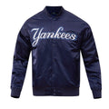 MLB NEW YORK YANKEES BIG LOGO WORLD SERIES MEN'S SATIN JACKET (MIDNIGHT NAVY)