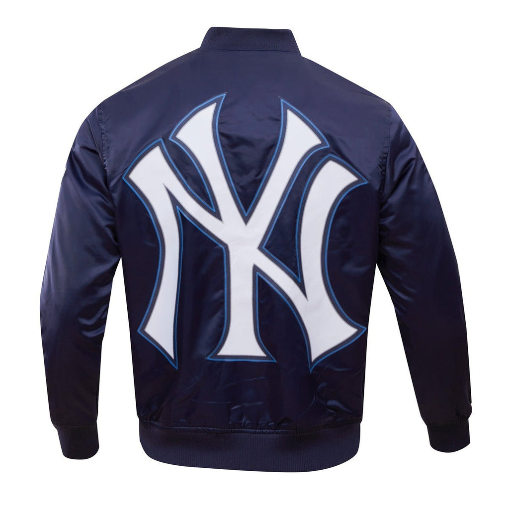 MLB NEW YORK YANKEES BIG LOGO WORLD SERIES MEN'S SATIN JACKET (MIDNIGHT NAVY)