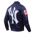 MLB NEW YORK YANKEES BIG LOGO WORLD SERIES MEN'S SATIN JACKET (MIDNIGHT NAVY)