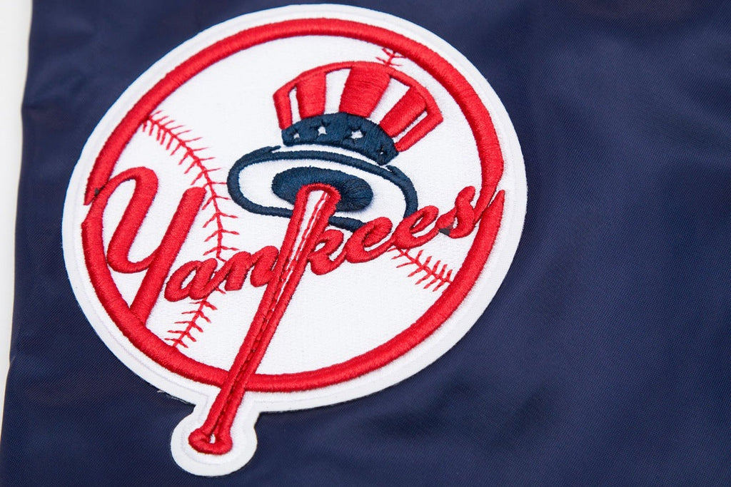 MLB NEW YORK YANKEES BIG LOGO WORLD SERIES MEN'S SATIN JACKET (MIDNIGHT NAVY)