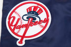 MLB NEW YORK YANKEES BIG LOGO WORLD SERIES MEN'S SATIN JACKET (MIDNIGHT NAVY)