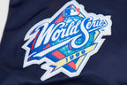 MLB NEW YORK YANKEES BIG LOGO WORLD SERIES MEN'S SATIN JACKET (MIDNIGHT NAVY)