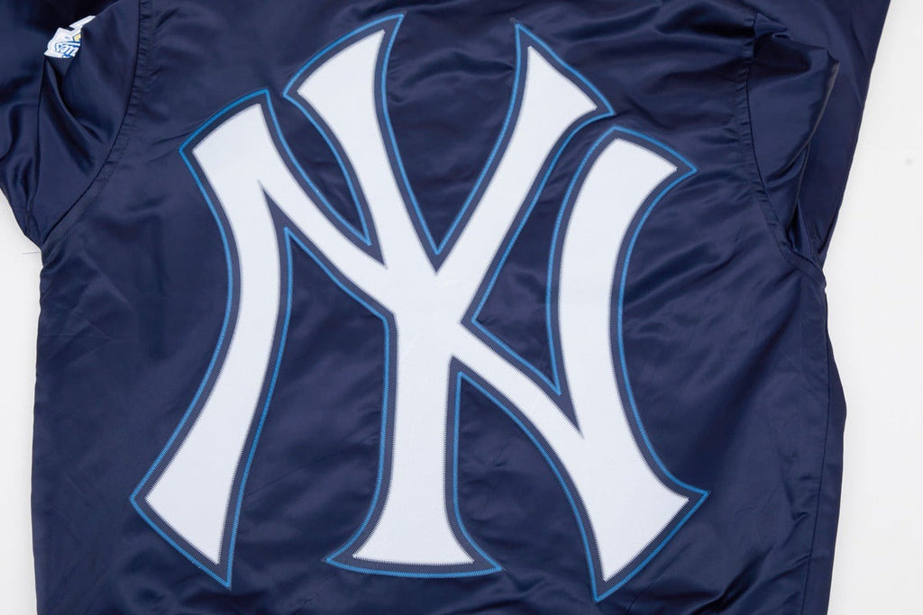 MLB NEW YORK YANKEES BIG LOGO WORLD SERIES MEN'S SATIN JACKET (MIDNIGHT NAVY)