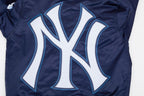 MLB NEW YORK YANKEES BIG LOGO WORLD SERIES MEN'S SATIN JACKET (MIDNIGHT NAVY)