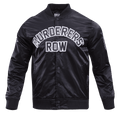 MLB NEW YORK YANKEES MURDERERS ROW BIG LOGO MEN'S SATIN JACKET (BLACK)