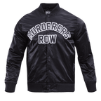 MLB NEW YORK YANKEES MURDERERS ROW BIG LOGO MEN'S SATIN JACKET (BLACK)