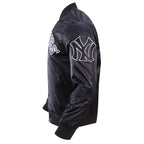 MLB NEW YORK YANKEES MURDERERS ROW BIG LOGO MEN'S SATIN JACKET (BLACK)