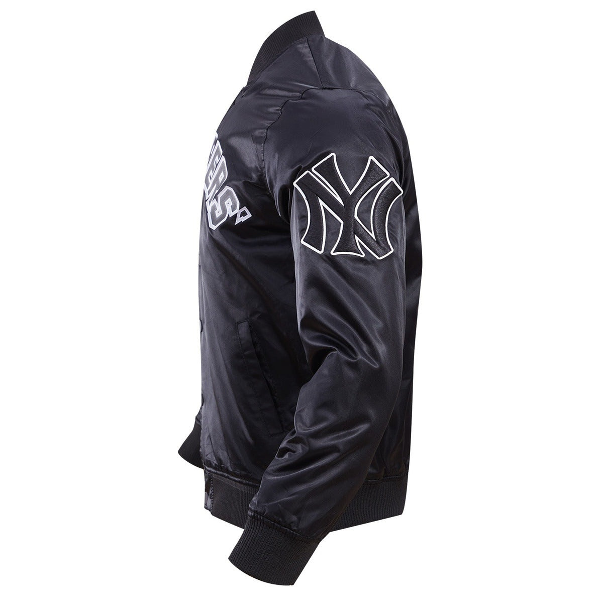 MLB NEW YORK YANKEES MURDERERS ROW BIG LOGO MEN'S SATIN JACKET (BLACK)