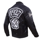 MLB NEW YORK YANKEES MURDERERS ROW BIG LOGO MEN'S SATIN JACKET (BLACK)